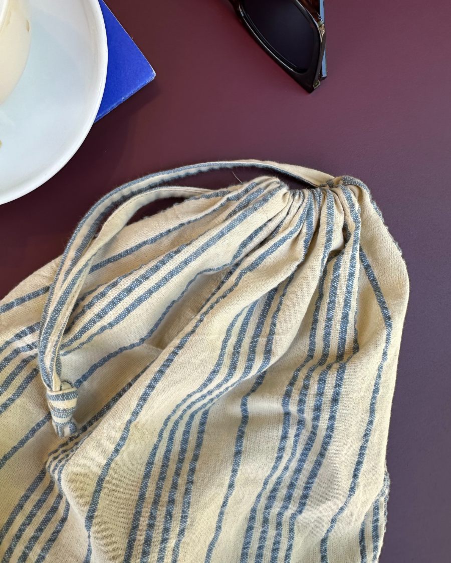 PetiteKnit - Knitter's String Bag - Striped Seersucker