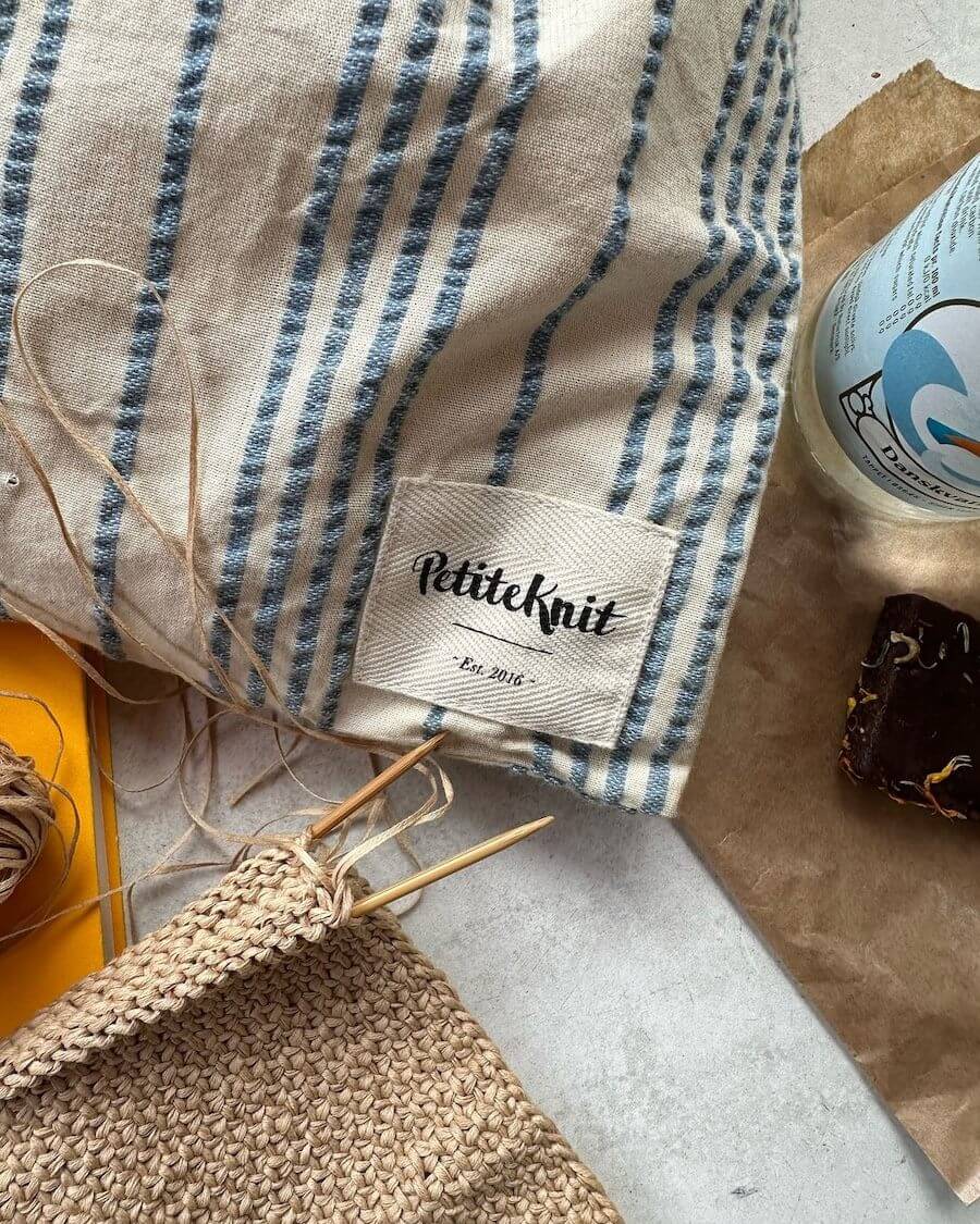 PetiteKnit - Knitter's String Bag - Striped Seersucker